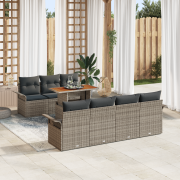 vidaXL 8-delat trädgårdsssofa-set med kuddar grå poly rattan
