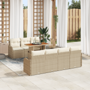 vidaXL 8-delad Trädgårdssofa Set med Kuddar Beige Konstrotting