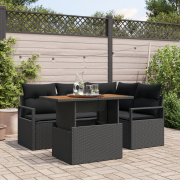 vidaXL 5-delat trädgårdsoffset med kuddar svart poly rattan