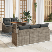 vidaXL 6-delat Trädgårdsoffset med Kuddar Grå Poly Rattan