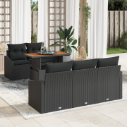 vidaXL 6-delars Trädgårdsoff sets med Kuddar Svart Poly Rattan