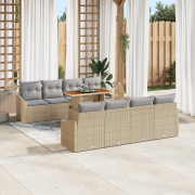 VidaXL 7-delat Trädgårdssoffset med Kuddar Beige Polyrotting