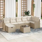 vidaXL 8-delat trädgårdsoff-set med kuddar beige poly-rotting