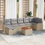 vidaXL 8-dels trädgårdsofaset med kuddar beige poly rotting, vidaXL 2-...