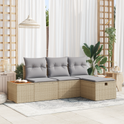 vidaXL 4-delad trädgårdssoffa set med kuddar Beige Poly Rotting