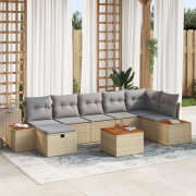 vidaXL 8-delat trädgårdsoffset med kuddar beige poly rotting
