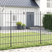 vidaXL Trädgårdsstängsel med bågtopp Grå 10,2x1,75 m Stål