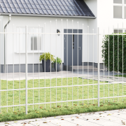 vidaXL Trädgårdsstängsel med Hoop Top Vit 13,6x1,75 m Stål