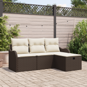 vidaXL 4-delars trädgårdsoffaset med kuddar brun poly rattan, vidaXL 2...