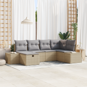 vidaXL 6-delat Trädgårdssoffset med Kuddar Beige Poly Rattan