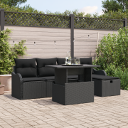 vidaXL 6-delat Trädgårdsofaset med Kuddar Svart Poly Rattan