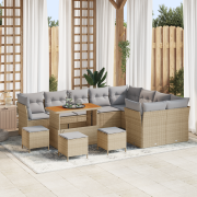 vidaXL 13-delad trädgårdssoffgrupp med kuddar Beige Poly Rattan Akacia