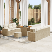 vidaXL 10-delat trädgårdsoffset med kuddar Beige Poly rotting Akacia