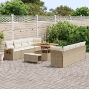 vidaXL 11-delars Trädgårdsoffaset med Kuddar Beige Poly Rotting Akacia