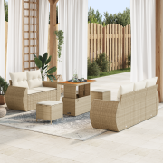 vidaXL 8-delad trädgårdsoffset med kuddar beige poly rotting akacia