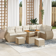 vidaXL 9-delat trädgårdsofal set med kuddar Beige Poly Rotting Akacia