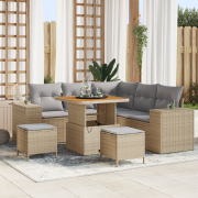 vidaXL 8-delat trädgårdsoffaset med kuddar beige polyrotting akacia