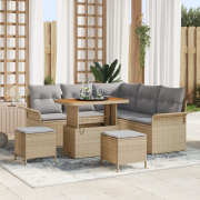 vidaXL 8-delat trädgårdsoff-set med kuddar beige poly rotting akacia