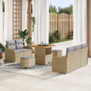 vidaXL 8-delat trädgårdsoffset med kuddar beige polyrotting akacia