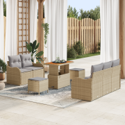 vidaXL 8 Delar Trädgårdsoffasett med Kuddar Beige Polyrotting Akacia