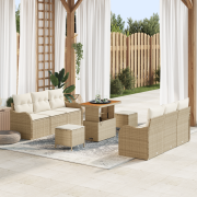 vidaXL 9-delat trädgårdsoffset med kuddar Beige Polyrotting Akacia