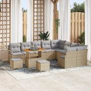 vidaXL 12-delad Trädgårdsoffaset med Kuddar Beige Poly Rattan Akacia, ...