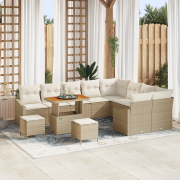 vidaXL 12-delars trädgårdsoff set med kuddar beige poly rattan akacia