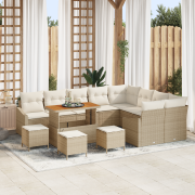 vidaXL 13-delat Trädgårdssoffset med Kuddar Beige Poly Rattan Akacia