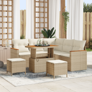 vidaXL 8-delat Trädgårdsoffaset med Dynor Beige Poly Rattan Akacia, vi...