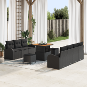 vidaXL Trädgårdsoffuppsättning Set om 4 Svart Rattan Medium