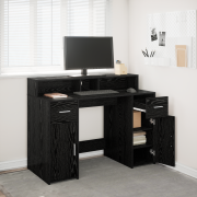 vidaXL Skrivbord Svart Ek 120x55x91 cm Bearbetat trä