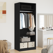 vidaXL Svart Ek Garderob 80 x 50 x 200 cm - Träskåp