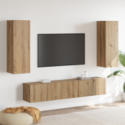 vidaXL 4-delars TV-skåpsset Väggmonterat Artisan Ek Konstruerat trä