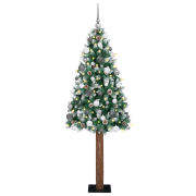 vidaXL Slim julgran LED & kulsätt Grön 210 cm PVC