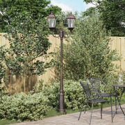 vidaXL Trädgårdslampa Pollare 2-lampor E27 Brons 235 cm Aluminium