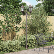 vidaXL Trädgårds ljusstolpe 2-lampa E27 Brons 220 cm Aluminium