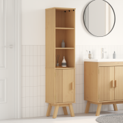 vidaXL Badskåp Brun 35x30x159 cm Massivt tallträ