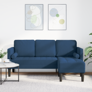 vidaXL 3-Sits L-formad Soffa Blå 160 cm Tyg