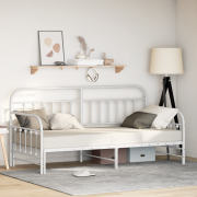 vidaXL Dagbädd med utdragbar säng Vit 90x200 cm Stål