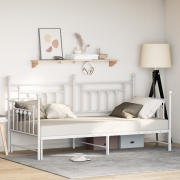 vidaXL Sängram med dragbar säng Vit 100x200 cm Stål