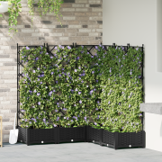 vidaXL Trädgårdsplanterare med Trellis 5 st Svart 120x120x125.5 cm