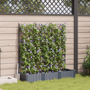 vidaXL Trädgårdsplanterare med trellis 3 pcs Grå 120 x 40 x 125.5 cm