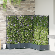 vidaXL Trädgårdsplanterare med Trellis 5 st Ljusgrå 120x120x125.5 cm