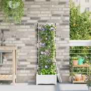 vidaXL Trädgårdsplanterare med spaljé vit 40x40x125.5 cm
