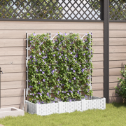 vidaXL Trädgårdsplanterare med spaljé 3 pcs Vit 120x40x125.5 cm