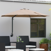 vidaXL Väggmonterad Trädgårdsparasol med LED-lampor Taupe 248 cm