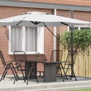 vidaXL Patio-parasol Sand Polyester tak 3m Justerbara armstöd