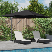 vidaXL Cantilever Parasoll - Svart Polyester, Pulverlackerat Stål Stor