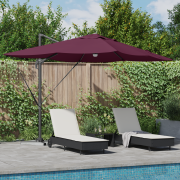 vidaXL Cantilever Paraply - Bordeaux Röd Bordeaux röd Metall och Tyg