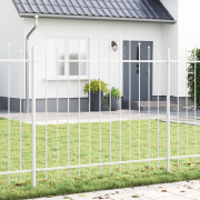 vidaXL Trädgårdsstängsel med Bågtopp Vit 1,7x1,25 m Stål